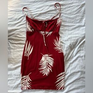 Red floral mini dress